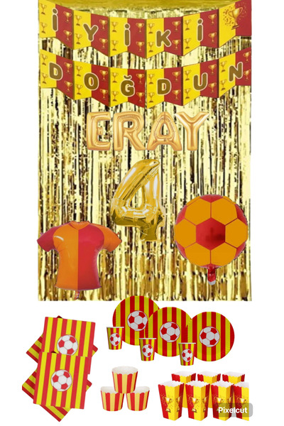 Mehca 16-Person Yellow and Red Name Letter Foil and Number Foil Concept Set