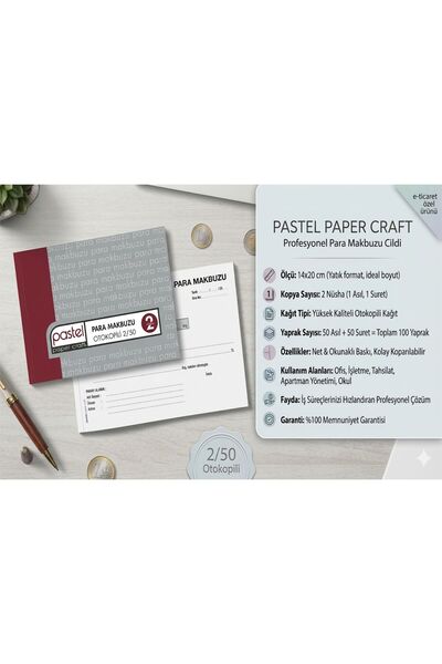 pastel paper craft Para Makbuzu 14x20 cm 2/50 (50 asıl 50 suret 100 yaprak) O...
