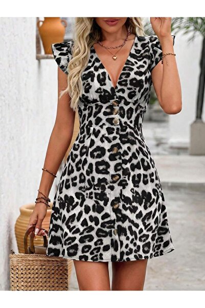 Iuliashop Short Dress Cosmina Animal Print - S