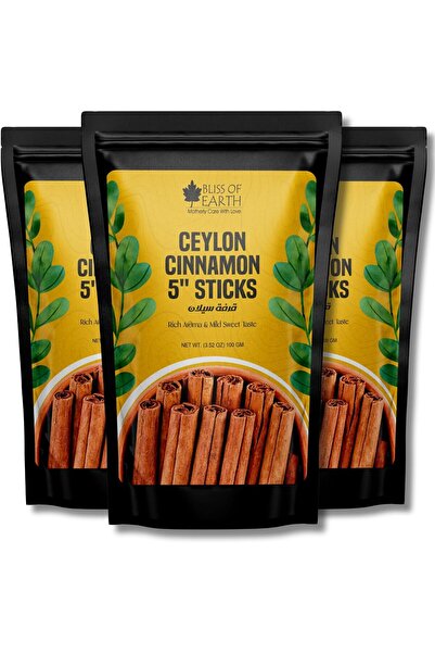 Bliss of Earth Ceylon Cinnamon Sticks, 3x100g | Pure Natural True Cinnamon | ...