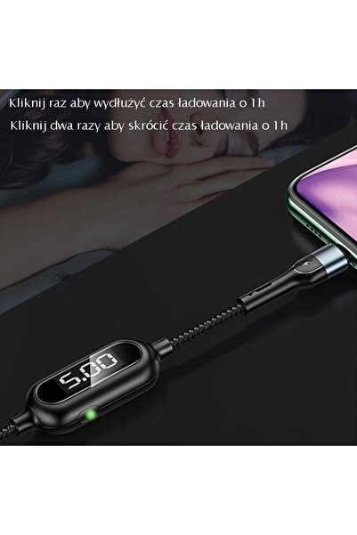 Usams Cablu împletit U48 Lightning 1,2m 2A Încărcare rapidă LED negru SJ423US...