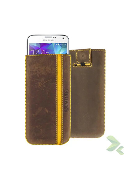 Valenta Pocket Stripe Vintage - Etui cu fermoar din piele (alb)