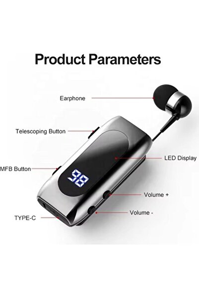 Generic Wireless Lavalier Earbuds, BT 5.2, LED Digital Display, Sports Clip H...