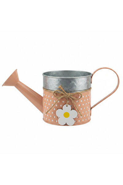 AKDC Peach Metal Decorative Watering Can | Vintage Floral Home Décor | 10×10 cm