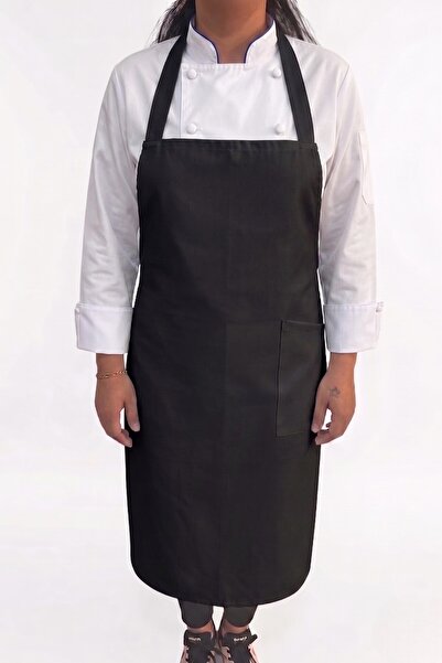 Nur Medikal Giyim Unisex Plain Black Color Halter Neck Chef Kitchen Apron