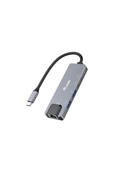 EQUIP Adaptor USB-C->RJ45/2xUSB-A/USB-C/PD 0.25m Alu.
