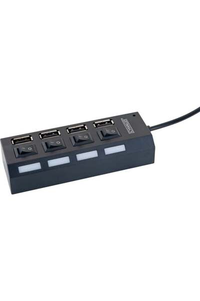 Schwaiger Hub USB cu 4 porturi 2.0A pasiv negru