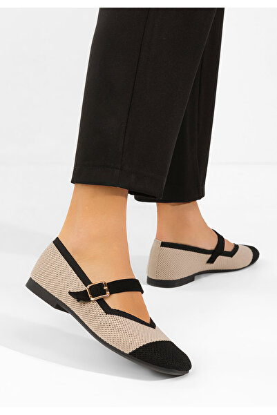 B T Shoes Balerini cu bareta Casanda bej