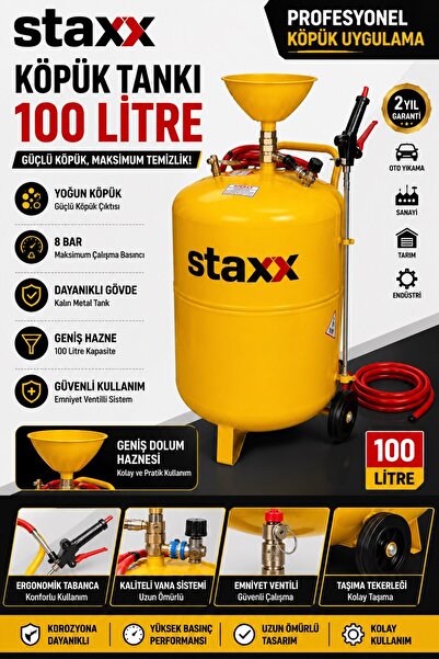 STAXX POWER 100 LT Köpük Tankı Oto Yıkama Sanayi Tipi Köpük Püskürtme Makinesi