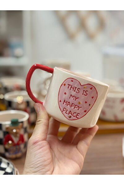 RinaSeramik This Is My Happy Place El Yapımı Seramik Mug