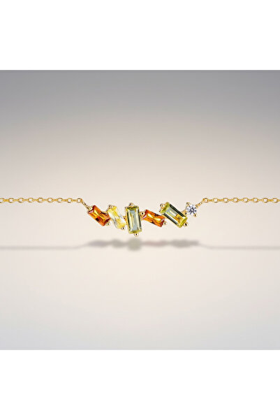 Oria Jewelry Colier din argint 925 placat cu aur si zirconia