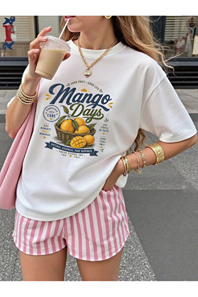 SUNFREE Fruits Mix Printed Oversize Short Sleeve Basic Women's Tshirt