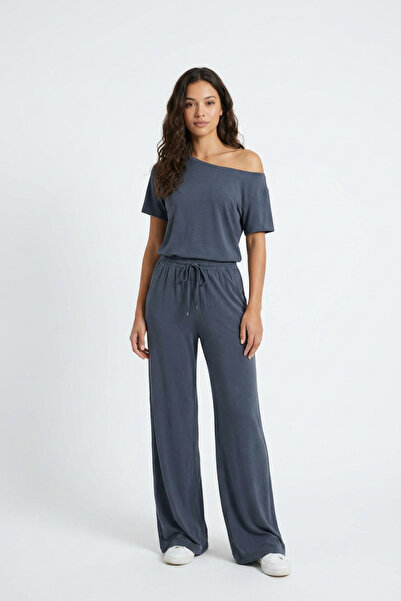 Runades Women's Oversize Casual Outfit Set with One-Shoulder Detail, Comforta...