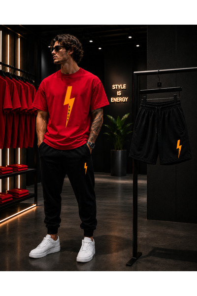JAWÜ STYLE Energy Printed T-Shirt Shorts Tracksuit Set Premium