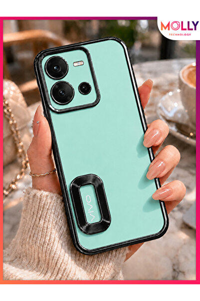 Molly VİVO V25 İçin Kenarları Metalik Siyah Lens Koruyuculu Lou Lazer Şeffaf ...