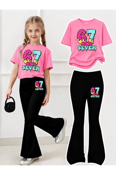 YUNAYT Set de pantaloni evazați și tricou spaniol pentru fete