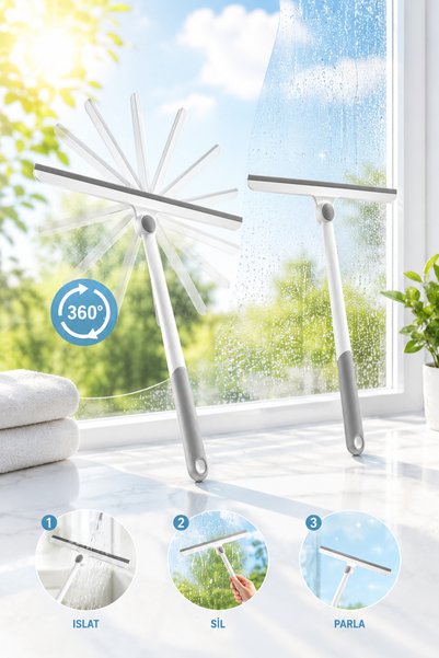 VENON 360 °   Racletă pentru sticlă cu cap rotativ, aparat de curățat geamurile cabinei de duș, racletă pentru sticlă cu mâner, racletă pentru apă, racletă pentru gresie, instrument de curățare pentru baie, racletă pentru podea, racletă din silicon, racletă magică pentru ferestre.