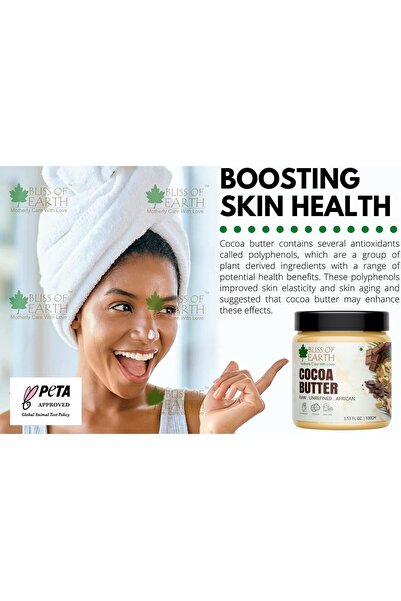 Bliss of Earth Cocoa Butter, Pure Natural Body Butter, 3x200g | Cosmetic & DIY Skincare Use