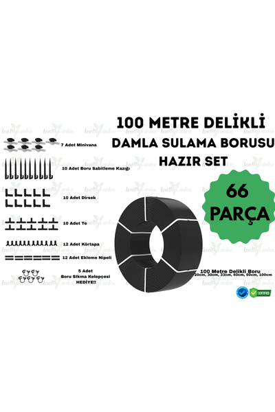 irritime 100 METRE KENDİNDEN DELİKLİ DAMLA SULAMA BORUSU VE SULAMA SETİ
