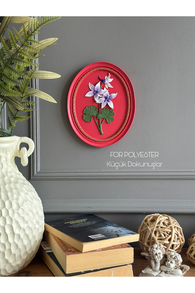 FOR POLYESTER Küçük Dokunuşlar Dekoratif Flowers Duvar Aksesuarı Fuşya Oval P...