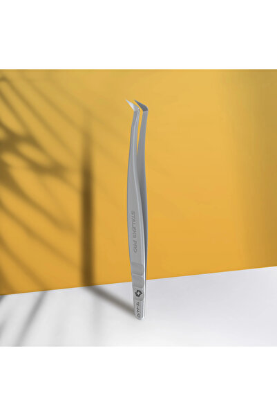 STALEKS EXPERT 44 TYPE 12 Profesyonel Çentikli Kirpik Cımbızı (L Şeklinde, 65')