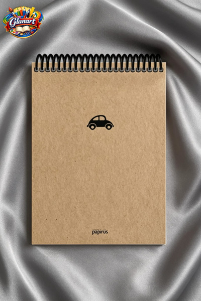 Glanart üstten spiralli 100 yaprak kareli orta boy sert kapak bloknot defter ...