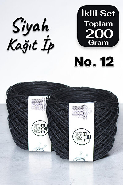 Ece Örgü Tasarım Atölyesi Siyah kağıt çanta ipi (toplam 200 gram)
