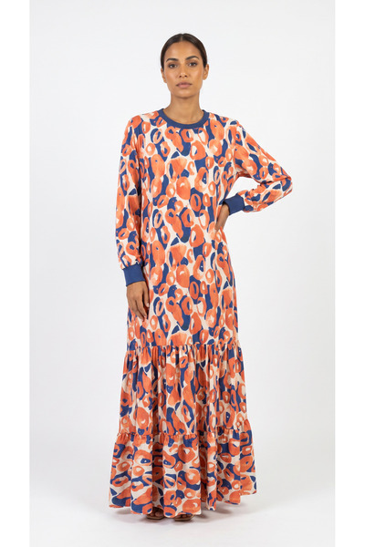 Şeker Portakalım Full Length Cotton Summer Comfortable Dress Multi Color