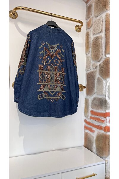 EB SCARF Embroidered Denim Kimono