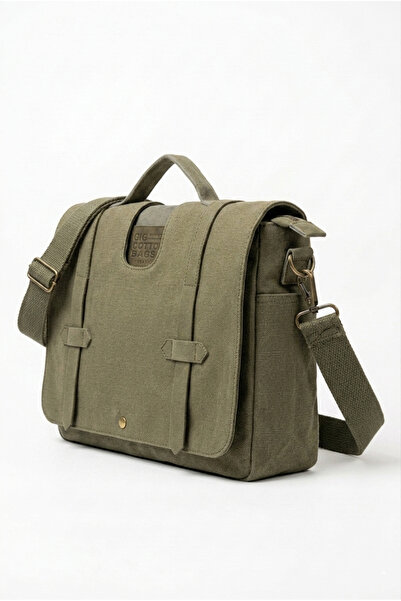 OLD COTTON BAGS Canvas Hakiki Deri Detaylı Unisex Tablet Netbook Uyumlu Suya ...