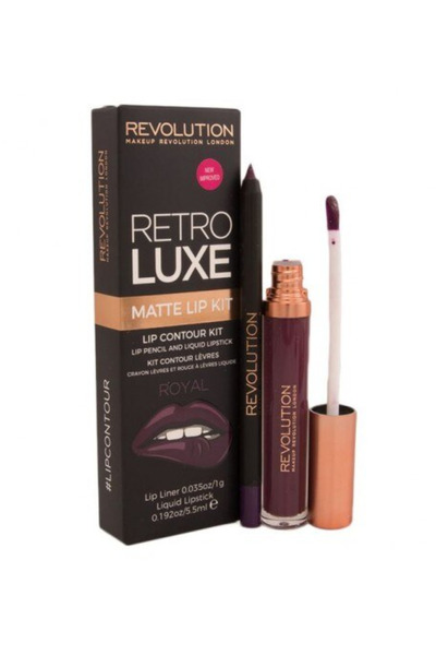 Makeup Revolution London Set Retro Luxe, Ruj lichid mat, Royal, 5.5 ml + Retr...