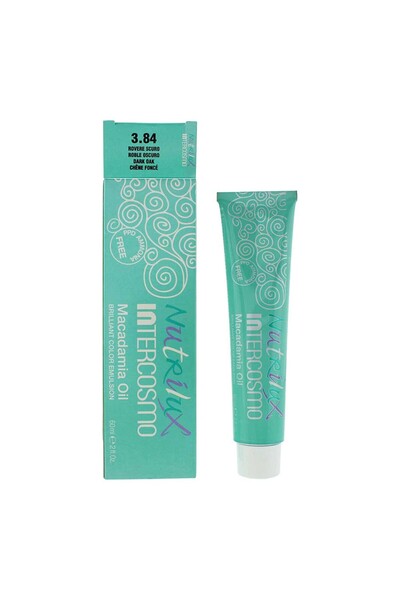 Intercosmo , Nutrilux, Macadamia Oil, Permanent Hair Dye, 3.84 Dark Oak, 60 ml
