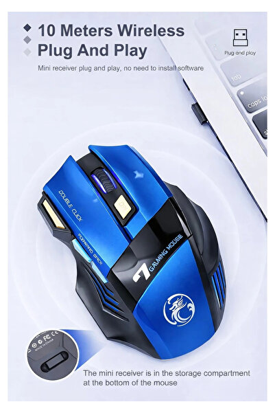 Exonix iMCE GWX7 Kablosuz Şarjlı RGB Gaming Mouse Sessiz Tık Oyun Faresi 3200...