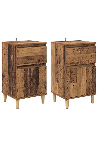 vidaxl Dulap de noapte 2 pcs Lemn vechi 40 x 35 x 70 cm Lemn compozit