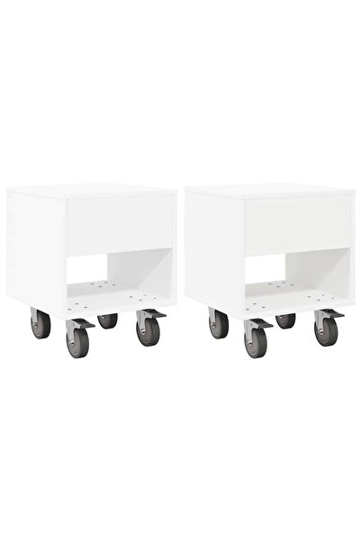 vidaxl Noptieră 2 pcs Alb 40,5 x 40 x 48 cm Lemn compozit