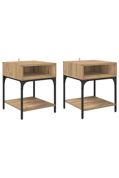 vidaxl Noptieră 2 pcs Stejar Artizanal 40 x 40 x 50 cm Lemn compozit