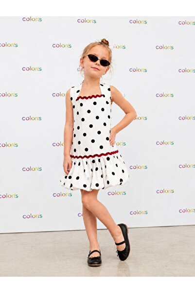 COLORDS Girl's Ribbon Detailed Polka Dot Dress
