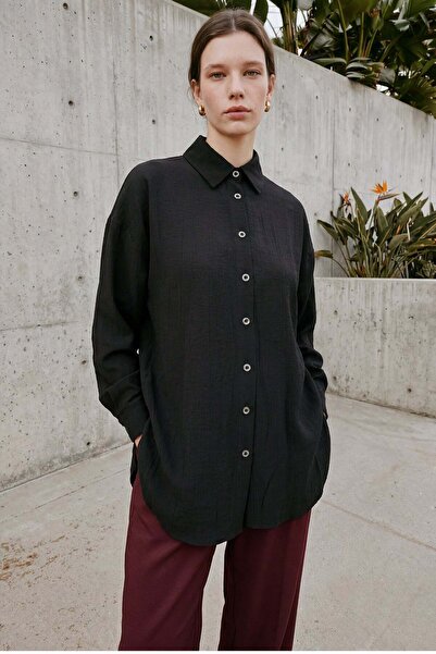 KADO OUTLET Strawberry Fabric Buttoned Oversize Women's Shirt