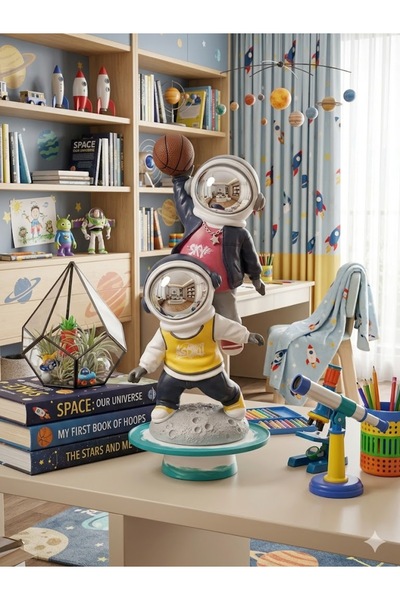 HEDİYE İŞLERİ Astronot Basketbolcu Dekoratif Biblo - Modern Masa Üstü Figür -...