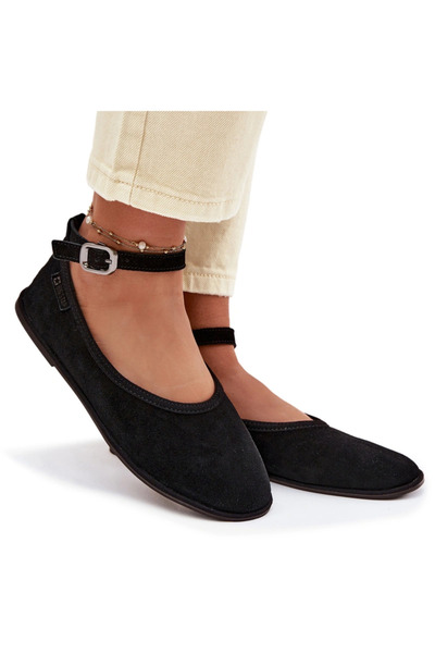 Big Star Shoes Big Star Balerini din piele întoarsă TT274212 Negru 39