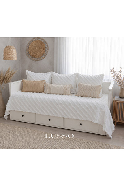 lusso stile Husă de canapea Vitelli Lux cu franjuri, antracit, 130x210 și 1 h...
