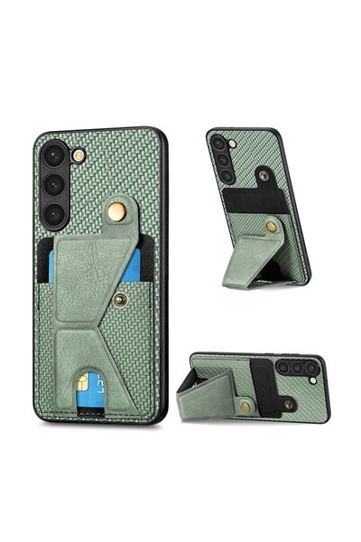 sscase Carbon Fiber Σκληρή Θήκη με Στήριγμα Green (Samsung Galaxy S23 Plus 5G)