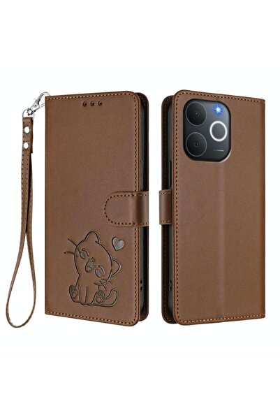 sscase Cat and Heart Θήκη Πορτοφόλι Brown (Realme Note 70T 4G)