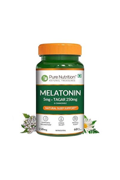 Pure Nutrition ميلاتونين 5 ملغ - 60 قرص مع التاغار والـ L-ثيانين والبابونج