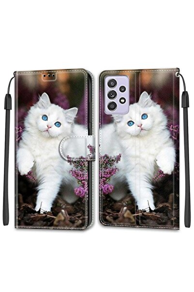 sscase Voltage Drawing Θήκη Πορτοφόλι Big White Cat (Samsung Galaxy A52/A52s)