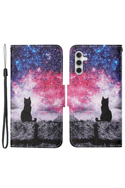 sscase Colored Drawing Θήκη Πορτοφόλι Starry Sky / Cat (Samsung Galaxy A25 5G)
