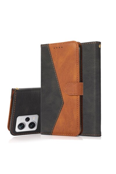 sscase Dual-color Θήκη Πορτοφόλι Black Brown (Xiaomi Redmi Note 12 Pro Plus)
