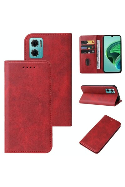 sscase Closure Magnetic Leather Θήκη Πορτοφόλι Red (Xiaomi Redmi 10 5G)