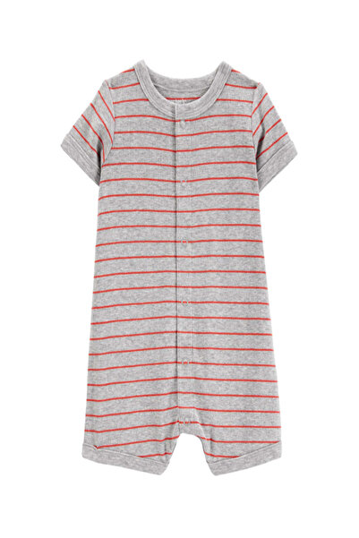 Carter's Carters Erkek Bebek Çizgili Kısa Kollu Şortlu Tulum 12-24 Ay GRİ