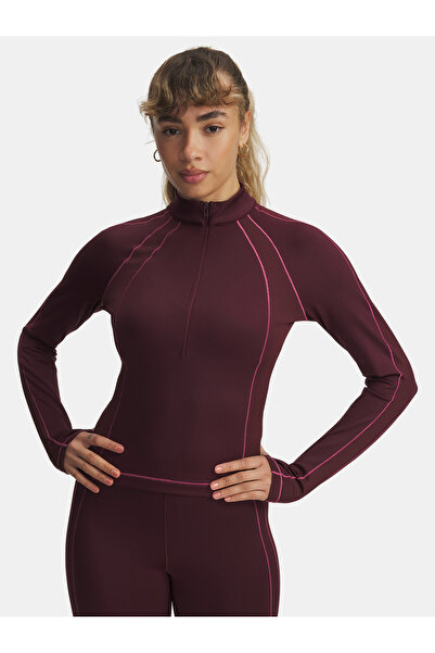 Under Armour Tricou de damă UA ColdGear Textured 1/2 Zip-ROȘU